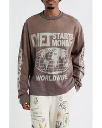 DIET STARTS MONDAY - Worldwide Long Sleeve Cotton Graphic T-Shirt - Lyst