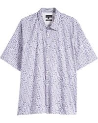 Ted Baker - Astun Regular Fit Geometric Print Stretch Short Sleeve Button-up Shirt - Lyst