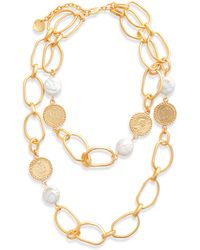 Karine Sultan - Pearl & Coin Layered Necklace - Lyst