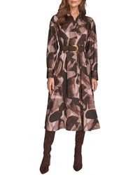 Donna Karan - Abstract Print Long Sleeve Shirtdress - Lyst