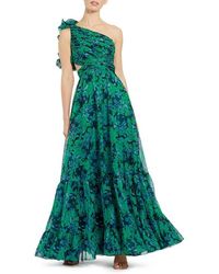 Mac Duggal - One Shoulder Ruffle Tiered Cut-Out Chiffon Gown - Lyst