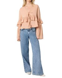 WeWoreWhat - Ruffle Tie Front Top - Lyst