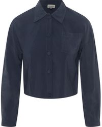Versatile - Copper Tencel Button Front Cropped Blouse - Lyst