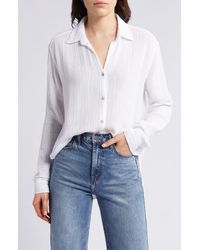 Michael Stars - Leo High-low Cotton Gauze Button-up Shirt - Lyst