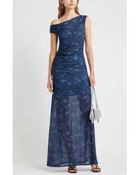 Open Edit - One-Shoulder Mesh Maxi Dress - Lyst