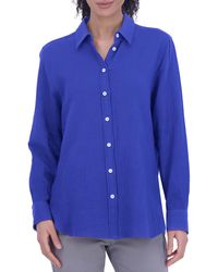Foxcroft - Cotton Gauze Tunic Button-up Shirt - Lyst