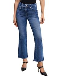 GOOD AMERICAN - Good Legs Soft-Tech High Waist Distressed Crop Mini Bootcut Jeans - Lyst