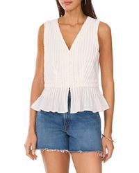 Vince Camuto - Pintuck Peplum Sleeveless Button-Up Top - Lyst
