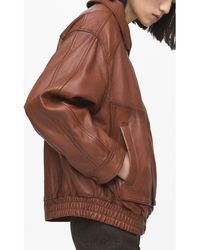 Mango - London Oversize Leather Jacket - Lyst