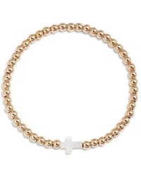 Nashelle - Cross Charm Bead Stretch Bracelet - Lyst