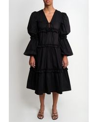 The Lulo Project - New Lilies Long Sleeve Stretch Cotton Midi Dress - Lyst