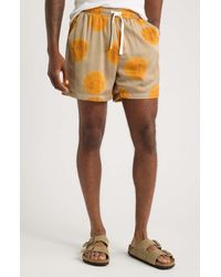 RIZORT - Curly Print Drawstring Shorts - Lyst