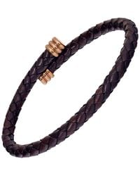 Link Up - Flexible Braided Leather Bracelet With Stainless Steel End Caps - Lyst