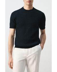 Mango - Cable Stitch Short Sleeve Cotton Sweater - Lyst