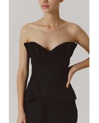 De Loreta - Cuarzo Strapless Pleated Cotton Top - Lyst