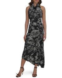 Donna Karan - Floral Asymmetric Hem Maxi Dress - Lyst