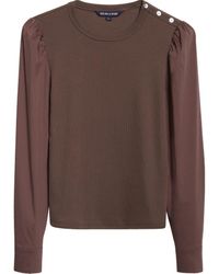 Veronica Beard - Fersia Mixed Media Long Sleeve Top - Lyst