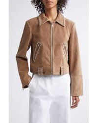 STAUD - Hugo Stud Detail Faux Suede Jacket - Lyst