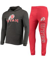 Concepts Sport - Heather Charcoal Utah Utes Meter Long Sleeve Hoodie T-Shirt & Jogger Pajama Set - Lyst