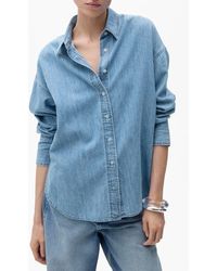 Mango - Oversize Denim Button-Up Shirt - Lyst