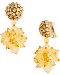 Oscar de la Renta - Beaded Pompom Drop Clip-On Earrings - Lyst
