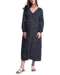 Motherhood Maternity - Long Sleeve Button Front Maternity Midi Dress - Lyst