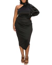 L I V D - Gigi One-Shoulder Long Sleeve Midi Dress - Lyst