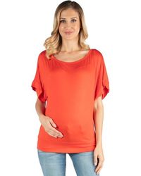 24seven Comfort Apparel - Maternity Loose Fit Dolman Top With Wide Sleeves - Lyst