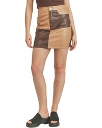 All In Favor - Colorblock Faux Leather Miniskirt In At Nordstrom, Size Large - Lyst
