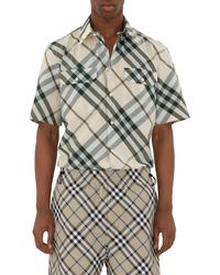 Burberry - Check Short Sleeve Cotton Button-up Shirt - Lyst