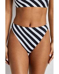 Ralph Lauren - Stripe High Leg Bikini Bottoms - Lyst