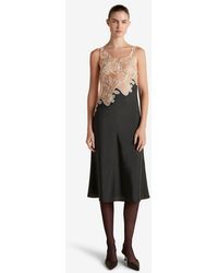 Marina Moscone - Pinstripe Dress With Lace Encrustation - Lyst