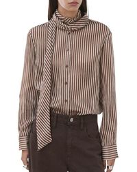 Mango - Stripe Tie Neck Top - Lyst