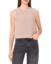 Halogen® - Open Stitch Sleeveless Cotton Side Button Sweater - Lyst