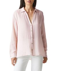Michael Stars - Leo High-Low Cotton Gauze Button-Up Shirt - Lyst