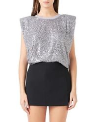 Endless Rose - Sequin Shoulder Pad Top - Lyst