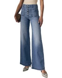 Le Jean - Georgia Patch Pocket Wide Leg Jeans - Lyst