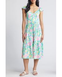 Lilly Pulitzer - Lilly Pulitzer Bayleigh Flutter Sleeve Tiered Midi Dress - Lyst