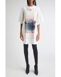 Balenciaga - Patched City Of Angels Graphic T-Shirt Dress - Lyst