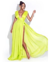 Miss Circle - Valley Of Angels Chiffon Pleated High Slit Maxi Dress - Lyst