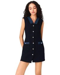 Maje - Tweed Dress With Denim Details - Lyst