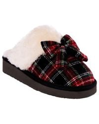 Minnetonka - Bow Faux Fur Scuff Slipper - Lyst