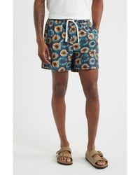 RIZORT - Eye Print Drawstring Cotton Blend Shorts - Lyst