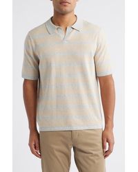 Scott Barber - Stripe Johnny Collar Short Sleeve Polo Sweater - Lyst