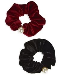 Tasha - Assorted 2-Pack Velvet Scrunchies With Faux Pearl - Lyst