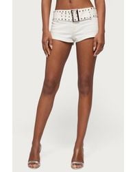 Edikted - Studded Belt Denim Micro Shorts - Lyst