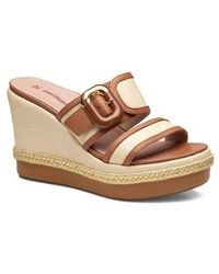 Johnston & Murphy - Addison Buckle Platform Wedge Slide Sandal - Lyst
