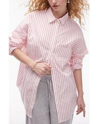 TOPSHOP - Oversize Stripe Cotton Button-up Shirt - Lyst