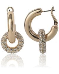 BCBGMAXAZRIA - Pavé And Polished-Tone Double Hoop Earrings - Lyst