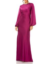 Mac Duggal - Ieena Satin Long Blouson Sleeve Evening Gown - Lyst